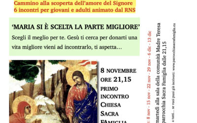 Martedì iniziano le catechesi per giovani e adulti